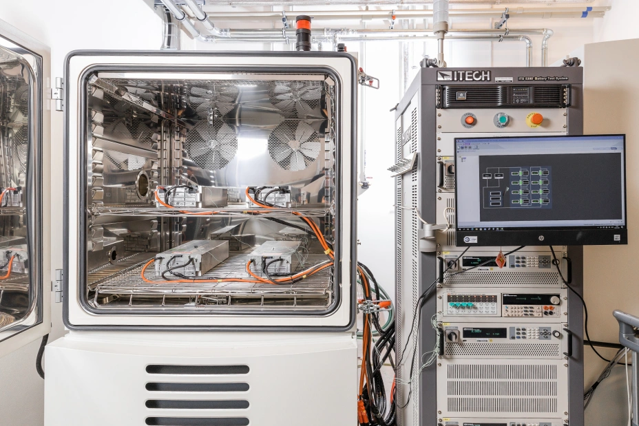 interior of a dedicated lithium battery test facility