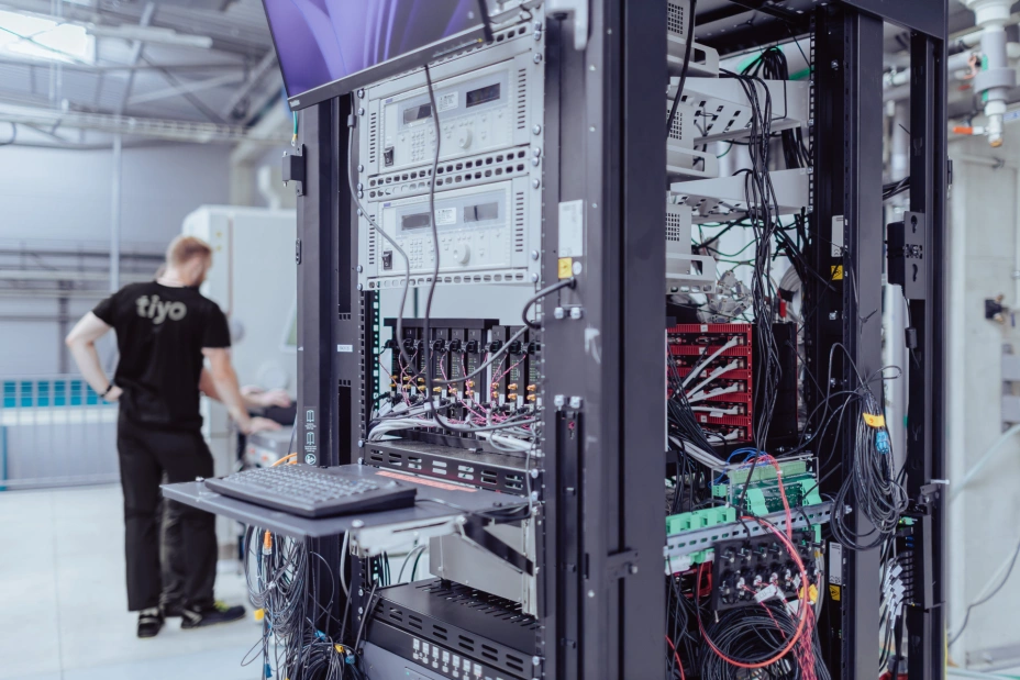 detail of equipment for system testing of mechatronic parts