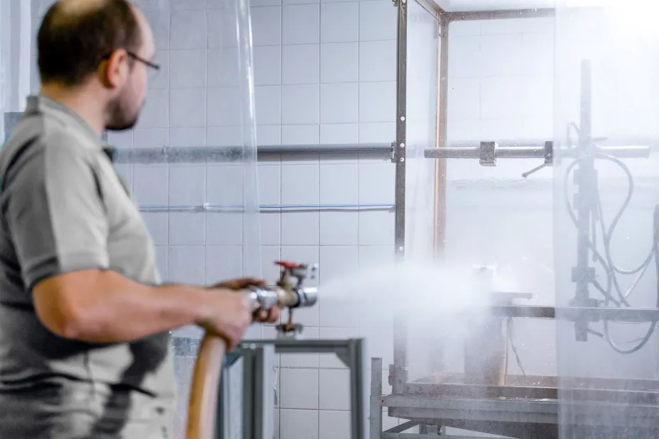 TIYO specialist tests sample for IP waterproofing